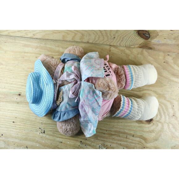 Furskins Teddy Bear Hattie Brown 2 Outfits Hat Vintage 1984 Xavier Roberts 22" - Picture 5 of 10